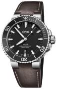 Oris Herrklocka 01 733 7730 4154-07 5 24 10EB Diving Svart/Läder