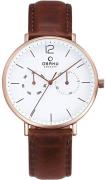 Obaku Herrklocka V182GMVWRN Flod Vit/Läder Ø41 mm