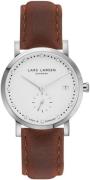 Lars Larsen Damklocka WH137SW/BS18 Helena Vit/Läder Ø36 mm