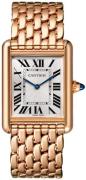 Cartier Damklocka WGTA0024 Tank Louis Silverfärgad/18 karat roséguld