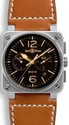 Bell & Ross BR 03-94 Herrklocka BR0394-ST-G-HE-SCA Svart/Läder