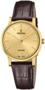 Festina 99999 Damklocka F20017-2 Gulguldstonad/Läder Ø29 mm