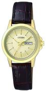 Citizen Damklocka EQ0603-08P Dress Gulguldstonad/Läder Ø28 mm