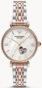 Emporio Armani Damklocka AR60049 Gianni T-bar Vit/Roséguldstonat