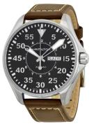 Hamilton Herrklocka H64611535 Khaki Aviation Svart/Läder Ø42 mm