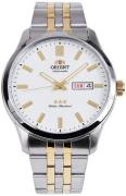 Orient 3 Star Herrklocka SAB0B008WB Vit/Gulguldtonat stål Ø43 mm