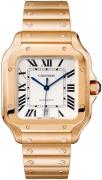 Cartier Herrklocka WGSA0018 Santos De Silverfärgad/18 karat roséguld