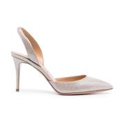 Aquazzura Glittriga Slingback Pumps med 90mm Klack Beige, Dam