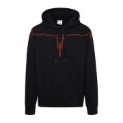 Marcelo Burlon Svart bomullshoodie med vingebrodyr Black, Herr