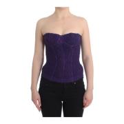 Ermanno Scervino Lila Blommig Spets Korsett Bustier Topp Purple, Dam