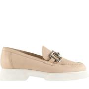 Högl Snygga Beiga Läderloafers Beige, Dam