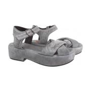 Moma Grå Suede Sandaler Gray, Dam