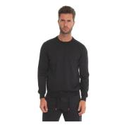 Kiton Tvättad Rundhalsad Pullover Black, Herr