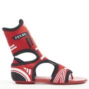 Prada Vintage Pre-owned Tyg sandaler Red, Dam