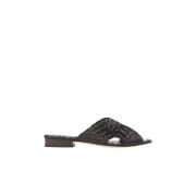 Paloma Barceló Flätade Raffia Sandaler Black, Dam