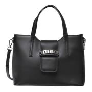 Baldinini Black leather shoulder bag Black, Dam