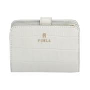 Furla Kompakt plånbok med vintage cocco print läder White, Dam