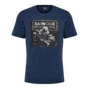 Barbour Vintage Print Race Tee Blue, Herr