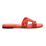 Santoni Läder dubbel-spänne sandal Orange, Dam