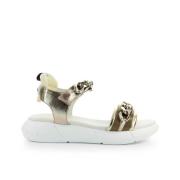 Elena Iachi Gyllene Läderplatta Sandaler White, Dam