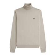 Fred Perry Hög hals tröja i bomull och merinoull Beige, Dam