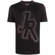 John Richmond Logo Applique Bomull T-shirt Black, Herr