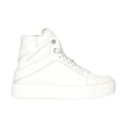 Zadig & Voltaire Höga vita lädersneakers med blixtar White, Dam