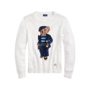 Polo Ralph Lauren Marin Polo Bear Broderad Tröja White, Dam