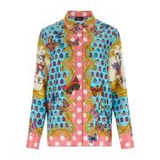 Versace Tryckt satin skjorta Multicolor, Dam
