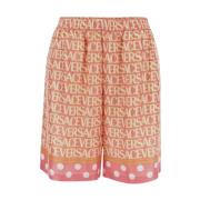 Versace Silkes Shorts med Logomönster Pink, Herr