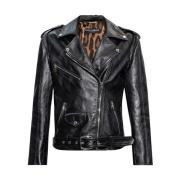 Dolce & Gabbana Läder bikerjacka Black, Dam