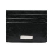 Salvatore Ferragamo Svart Läderplånbok med Logo Plaque Black, Herr