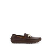 Salvatore Ferragamo Gancini Läderloafers med Guld Detalj Brown, Herr