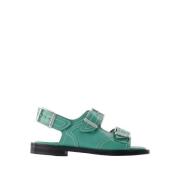 Ganni Flat Sandals Green, Dam