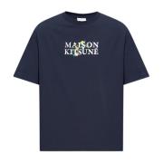 Maison Kitsuné T-shirt med logotyp Blue, Herr