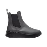 Hogan Futuristiska Gummierade Läder Ankelboots Gray, Dam