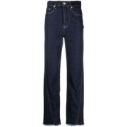 Lanvin Frayed-edge Straight-leg Jeans Blue, Dam