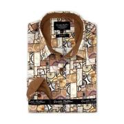 Gentile Bellini Italienska Skjortor Online Slim Fit - 3107 Brown, Herr