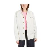 Maison Labiche Chevron Tyg Bomull Jacka White, Dam