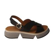 Calce Flat Sandals Black, Dam