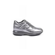 Hogan Trendiga Metallic Lädersneakers Gray, Dam