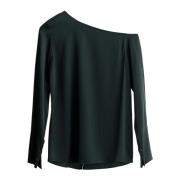 Ahlvar Gallery Off-shoulder silkesblus Green, Dam