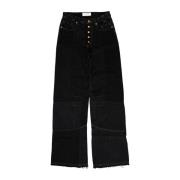 Marine Serre Flare Denim Byxor Black, Dam