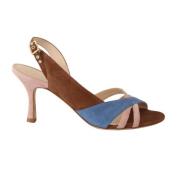 Gia Borghini Multicolor Suede Leather Slingback Heels Sandals Shoes Mu...