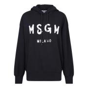 Msgm Svart Bomullshuvtröja för Kvinnor Black, Dam