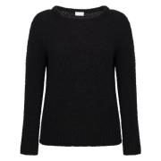 Jane Lushka Mysig Boucle Teddy Pullover Black, Dam