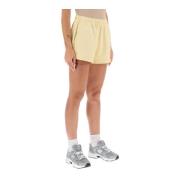 Sporty & Rich Bomull Jersey Shorts med Bokstavstryck Beige, Dam