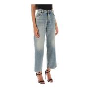 Haikure Cropped jeans med rakt ben och vintage tvätt Blue, Dam