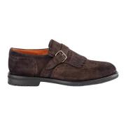 Santoni Bruna Mocka Platta Skor med Fransar Brown, Herr