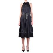 Elisabetta Franchi Elegant Midi Day Dress for Women Black, Dam